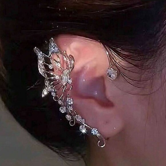 Butterfly Rhinestone Ear Clip - Picture 1 of 2